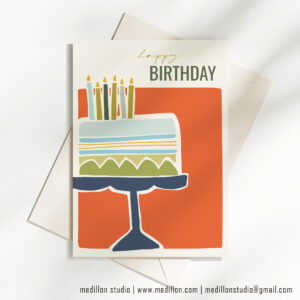 Retro Rust Cake - Birthday Card