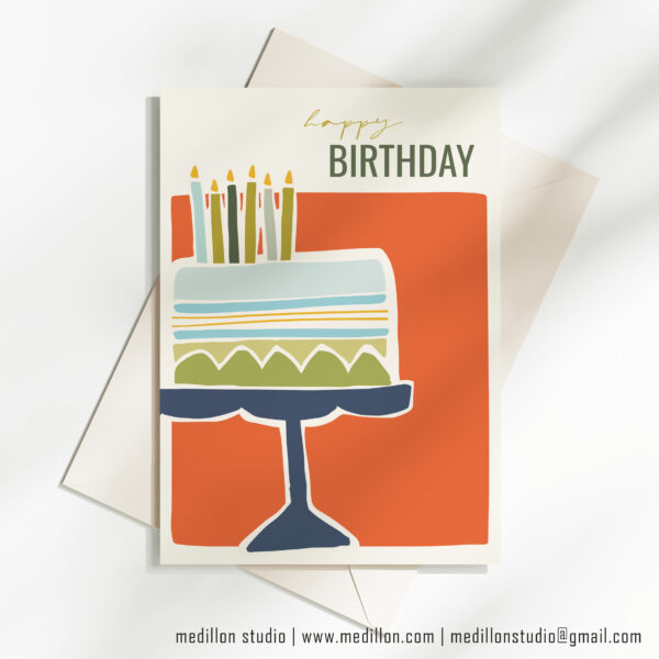 Retro Rust Cake - Birthday Card