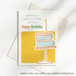 Yellow Cake - Sprinkled With Wishes & Frosted With Love- Birthday Card
