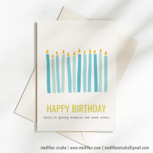 Here’S To Glowing Memories And Warm Wishes- Birthday Card (Blue)