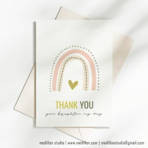 Pink Rainbow: You Brighten My Day - Thank You Card