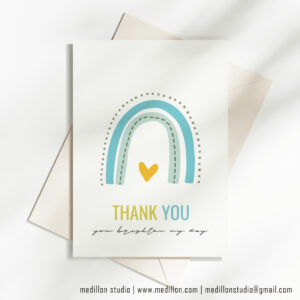 Blue Rainbow: You Brighten My Day - Thank You Card