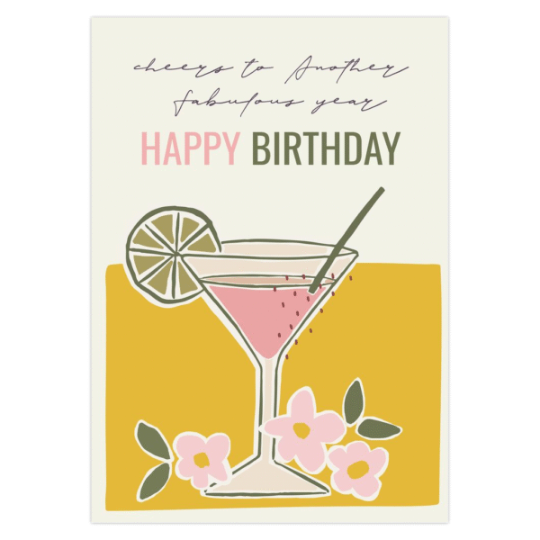 Yellow Cocktail - Cheers To Another Fabulous Year Birthday Card - Image 2