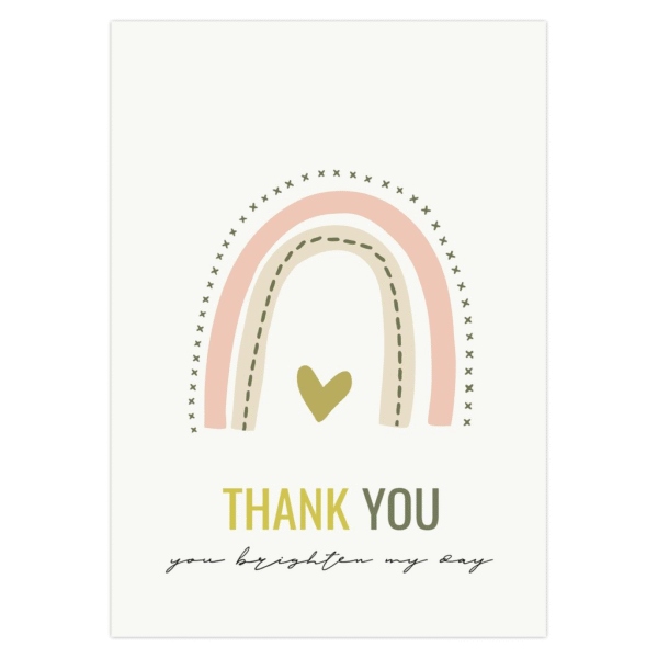 Pink Rainbow: You Brighten My Day - Thank You Card - Image 2