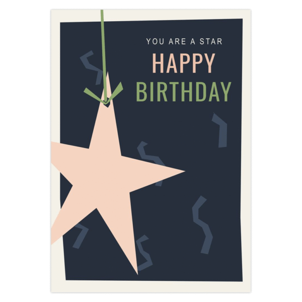 You Are A Star- Happy Birthday Greeting Card (Navy) - Image 2
