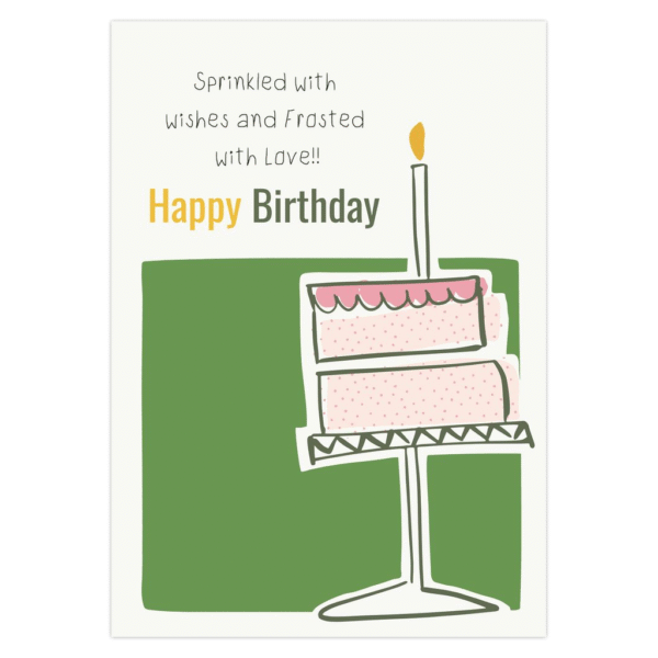 Green Cake - Sprinkled With Wishes & Frosted With Love- Birthday Card - Image 2