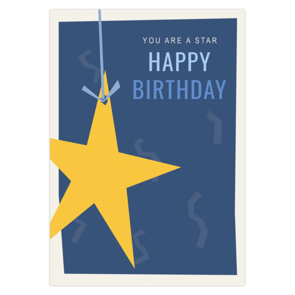 You Are A Star- Happy Birthday Greeting Card (Blue) - Image 2