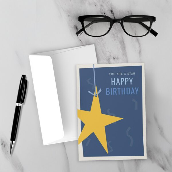 You Are A Star- Happy Birthday Greeting Card (Blue) - Image 3