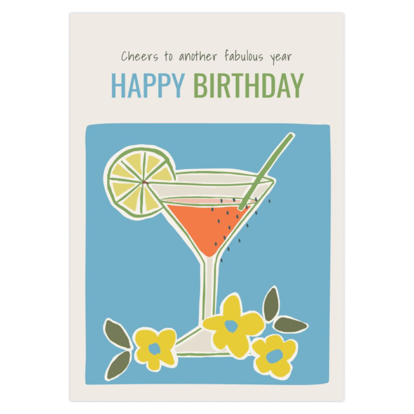 Blue Cocktail - Cheers To Another Fabulous Year Birthday Card - Image 2