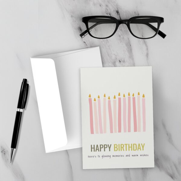 Here’S To Glowing Memories And Warm Wishes- Birthday Card (Pink) - Image 3