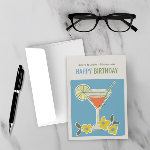 Blue Cocktail - Cheers To Another Fabulous Year Birthday Card - Image 3