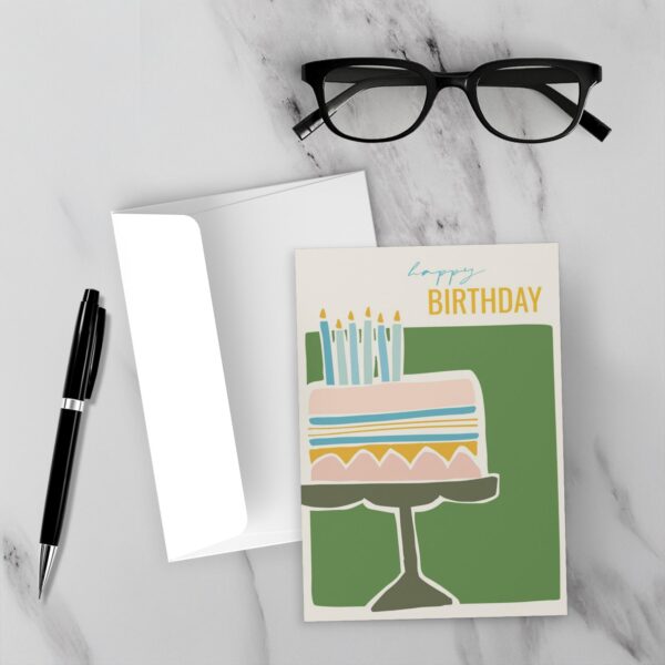 Retro Green Cake - Birthday Card - Image 3