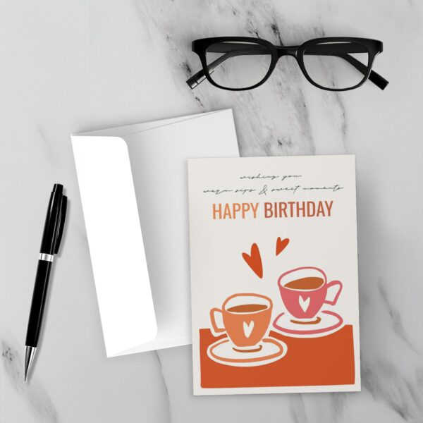 Orange Teacups: Warm Sips And Sweet Moments- Birthday Card - Image 3