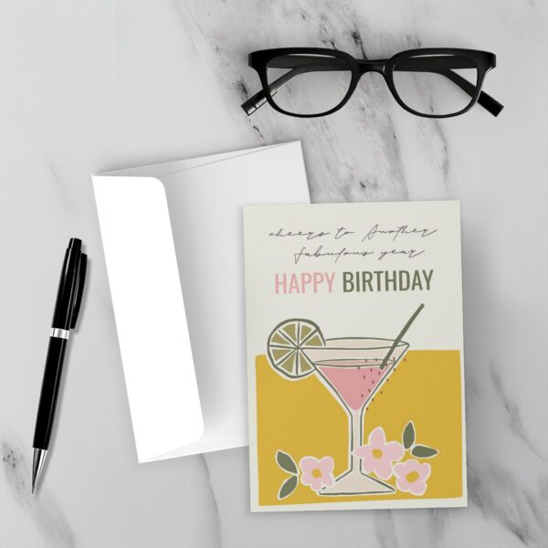 Yellow Cocktail - Cheers To Another Fabulous Year Birthday Card - Image 3