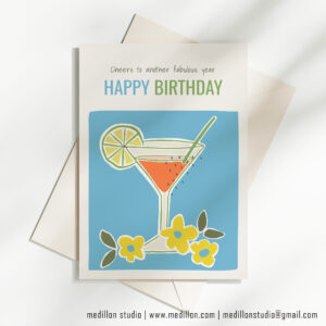 Blue Cocktail - Cheers To Another Fabulous Year Birthday Card