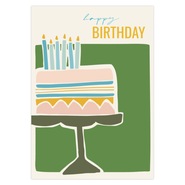 Retro Green Cake - Birthday Card - Image 2