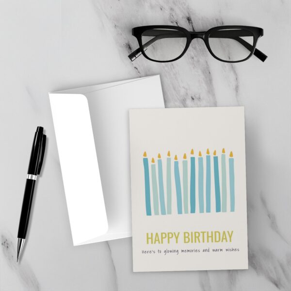 Here’S To Glowing Memories And Warm Wishes- Birthday Card (Blue) - Image 3