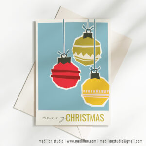 Blue Christmas Ornaments - Christmas Card