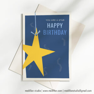 You Are A Star- Happy Birthday Greeting Card (Blue)