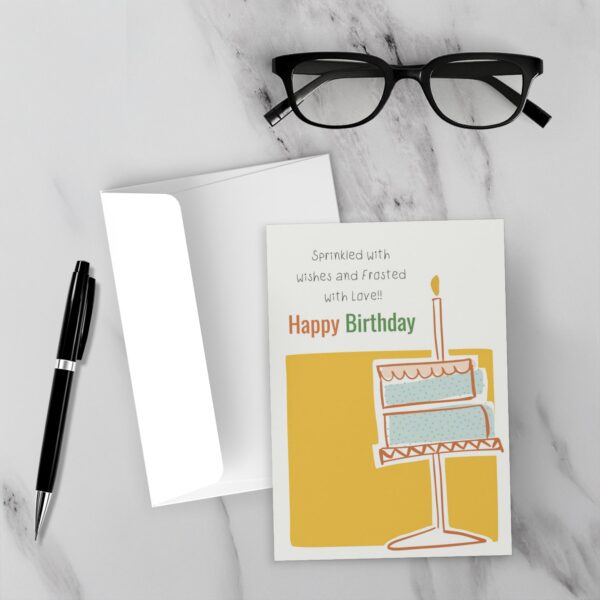 Yellow Cake - Sprinkled With Wishes & Frosted With Love- Birthday Card - Image 3