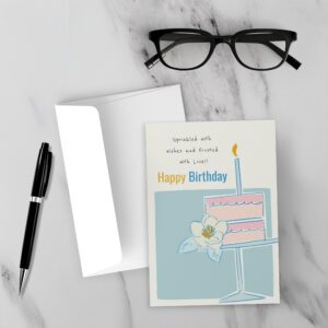 Floral Blue Cake - Sprinkled With Wishes And Frosted With Love- Birthday Card