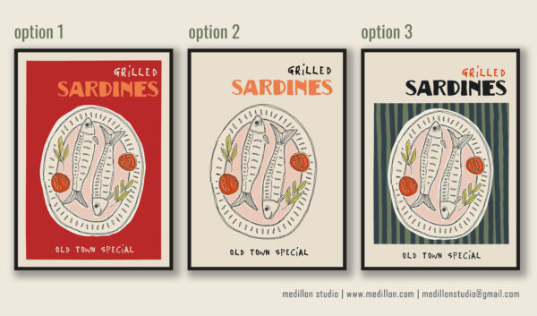 Grilled Sardines Old Town Special Poster- Retro Coastal Kitchen Wall Art- Seafood Platter Print- Contemporary Vintage Dining Rm Decor OPT 2 - Image 5