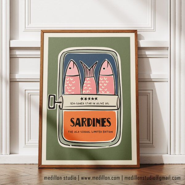 Colorful Retro Sardine Tin Wall Art | Old School Limited Edition- Sea-soned Star | Vintage Kitchen Poster | Mid-Century Pop Art Print - Image 2