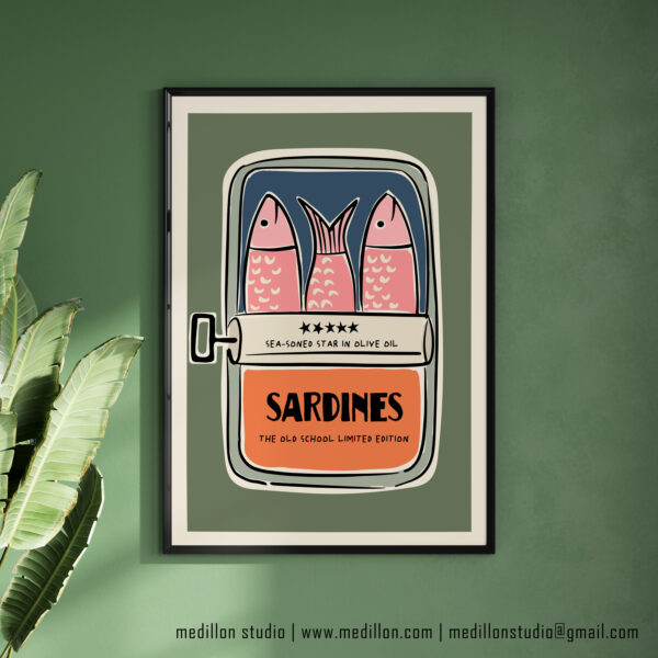 Colorful Retro Sardine Tin Wall Art | Old School Limited Edition- Sea-soned Star | Vintage Kitchen Poster | Mid-Century Pop Art Print - Image 3