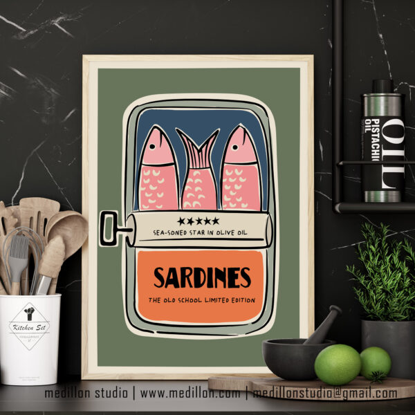 Colorful Retro Sardine Tin Wall Art | Old School Limited Edition- Sea-soned Star | Vintage Kitchen Poster | Mid-Century Pop Art Print - Image 6