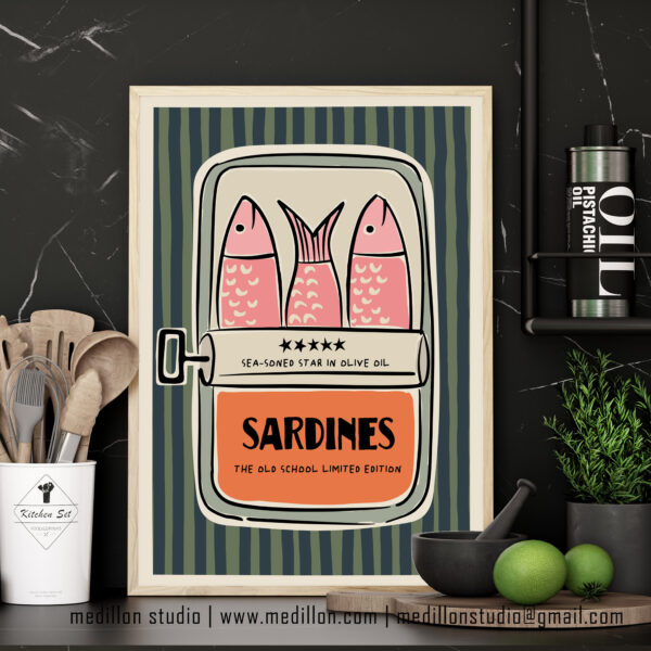 Colorful Retro Sardine Tin Wall Art | Old School Limited Edition- Sea-soned Star | Vintage Kitchen Poster | Mid-Century Pop Art Print Opt 3 - Image 3