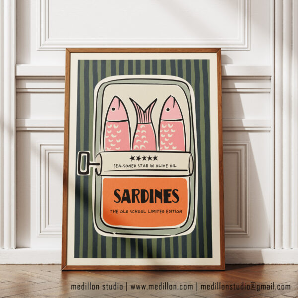 Colorful Retro Sardine Tin Wall Art | Old School Limited Edition- Sea-soned Star | Vintage Kitchen Poster | Mid-Century Pop Art Print Opt 3 - Image 5