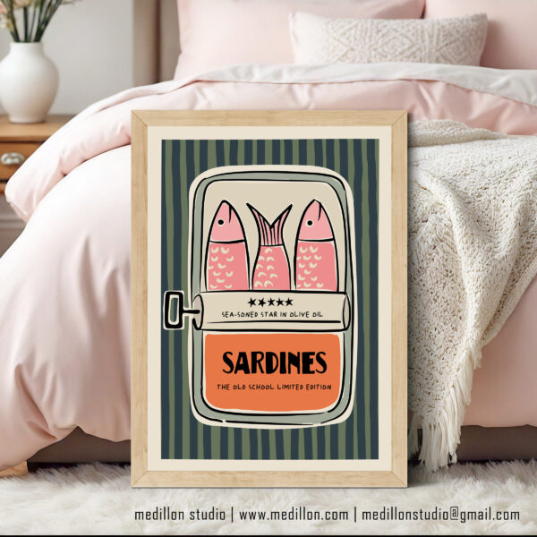 Colorful Retro Sardine Tin Wall Art | Old School Limited Edition- Sea-soned Star | Vintage Kitchen Poster | Mid-Century Pop Art Print Opt 3 - Image 4