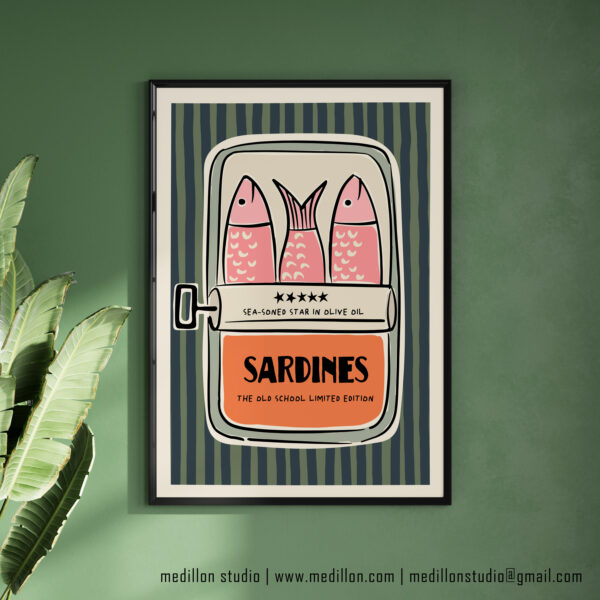 Colorful Retro Sardine Tin Wall Art | Old School Limited Edition- Sea-soned Star | Vintage Kitchen Poster | Mid-Century Pop Art Print Opt 3 - Image 6