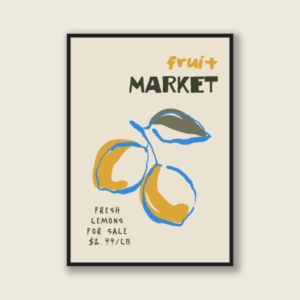 Colorful Retro Lemon Wall Art | Vintage Fruit Market Poster | Bright Kitchen Decor | Mid-Century Citrus Illustration | Fine Art Print Opt 2 - Image 5