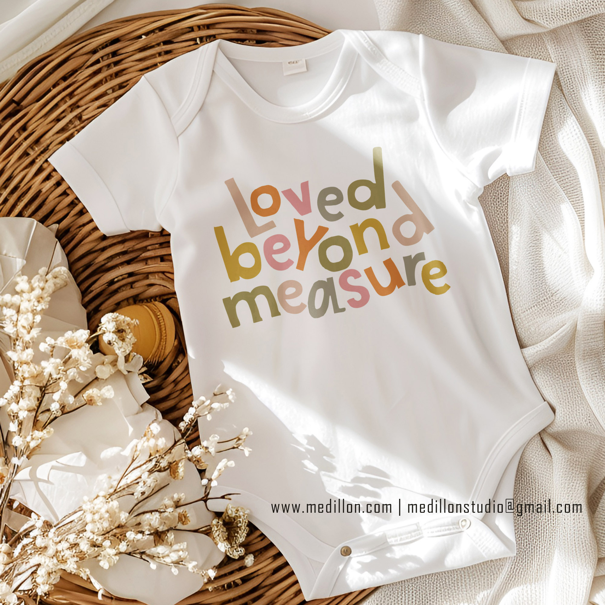 Loved Beyond Measure Cute Baby Onesie – Modern Baby Bodysuit – Baby Shower Outfit – Soft Stylish 100% cotton Infant Gift Gender Neutral
