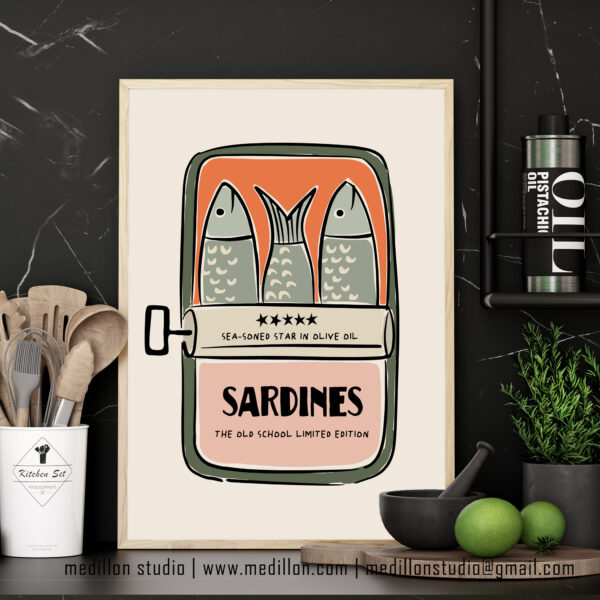 Colorful Retro Sardine Tin Wall Art | Old School Limited Edition- Sea-soned Star | Vintage Kitchen Poster | Mid-Century Pop Art Print Opt 2 - Image 5