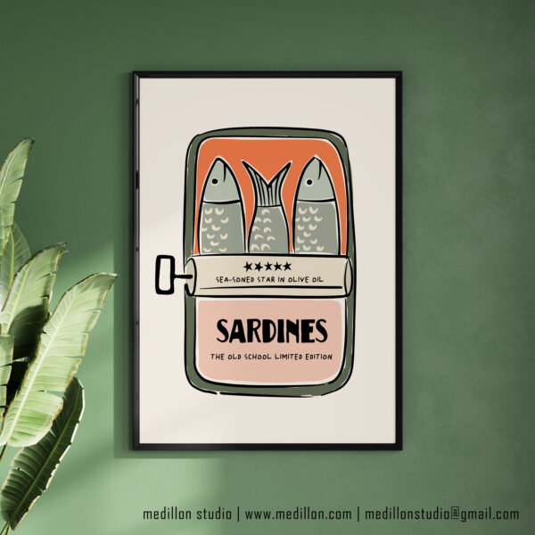 Colorful Retro Sardine Tin Wall Art | Old School Limited Edition- Sea-soned Star | Vintage Kitchen Poster | Mid-Century Pop Art Print Opt 2 - Image 2
