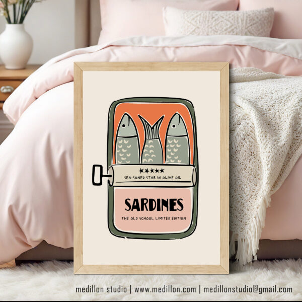 Colorful Retro Sardine Tin Wall Art | Old School Limited Edition- Sea-soned Star | Vintage Kitchen Poster | Mid-Century Pop Art Print Opt 2 - Image 4